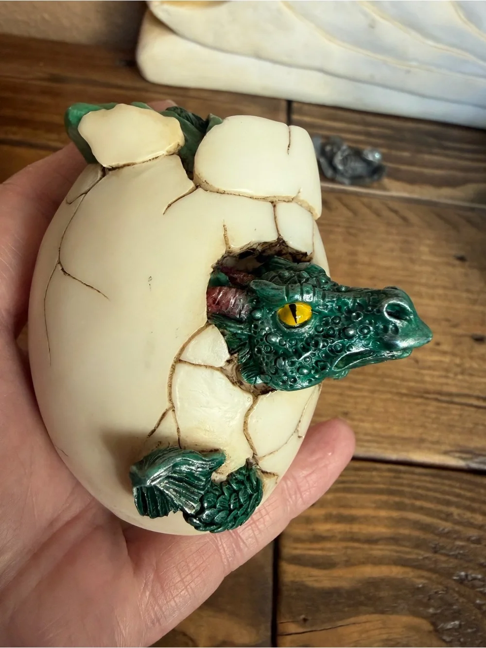 Vintage 90’s Green Baby Dragon Hatchling and Radcliffe Pewter Jewel Eyed Dragon